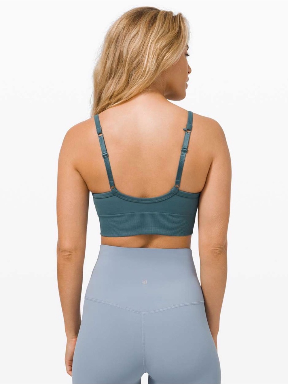 Lululemon Ebb to Street Bra Size 10 Teal Blue Athleisure - Picture 9 of 9